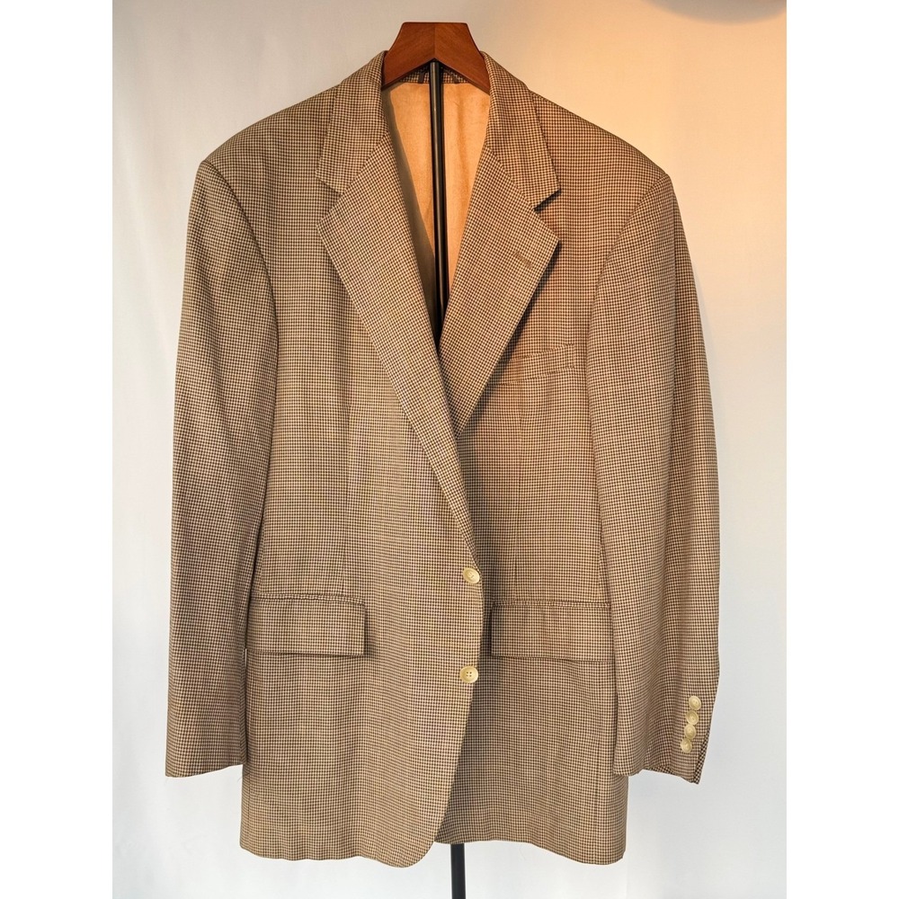 Vintage 80s Polo Ralph Lauren USA Made Houndstooth Wool Sport Coat Blazer 40R